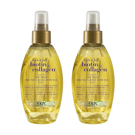 OGX Thick & Full Biotin & Collagen Weightless Oil Mist, 4 Fl Oz, 2 Pack