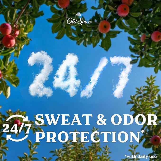 Old Spice Dry Feel Antiperspirant Deodorant for Men, 24/7 Long Lasting Freshness, 24/7 Sweat & Odor Protection, Gentle on Skin with Skin Conditioners, Orchard with Apple & Hops Water Scent, 2.6 oz