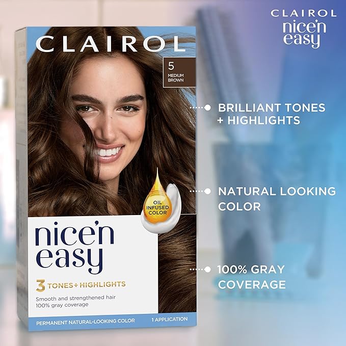 Clairol Nice'n Easy Permanent Hair Dye, 7A/7C Dark Cool Blonde Hair Color, Pack of 1