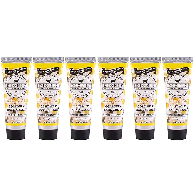 Dionis - Goat Milk Skincare Scented Hand Cream (1 oz) Set of 6, Moisturizing Lotion for Dry Skin, Good for Sensitive Skin, Cruelty-free and Paraben-free (Daisy Fields)