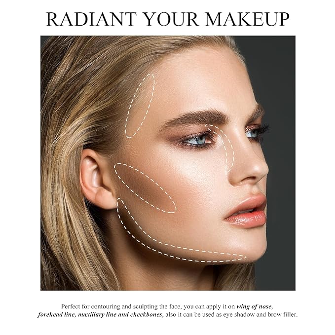 KYDA Face Sculpting Contour Palette, Natural Shimmer Smooth Contour Makeup-BRONZER