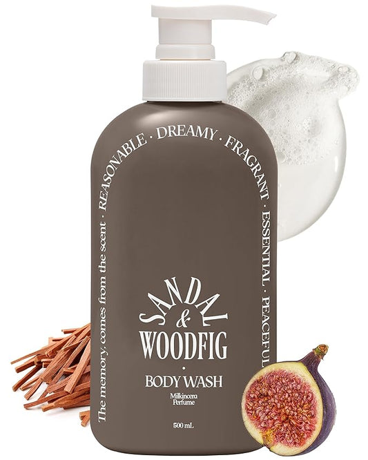 ODID Milk in Cera Perfume Body Wash - Korean Moisturizing Body Cleanser for All Skin Types - Cozy Wood & Fig Scent- with Milk Protein and Ceramide, 16.9 fl.oz.