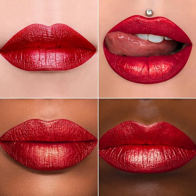 MAKI YIKA Red Lipstick for Women Metallic Lipsticks Glitter Long Lasting Lipstick No Smudge No Transfer Liquid Lip Gloss (BR20 Crushed Ruby)