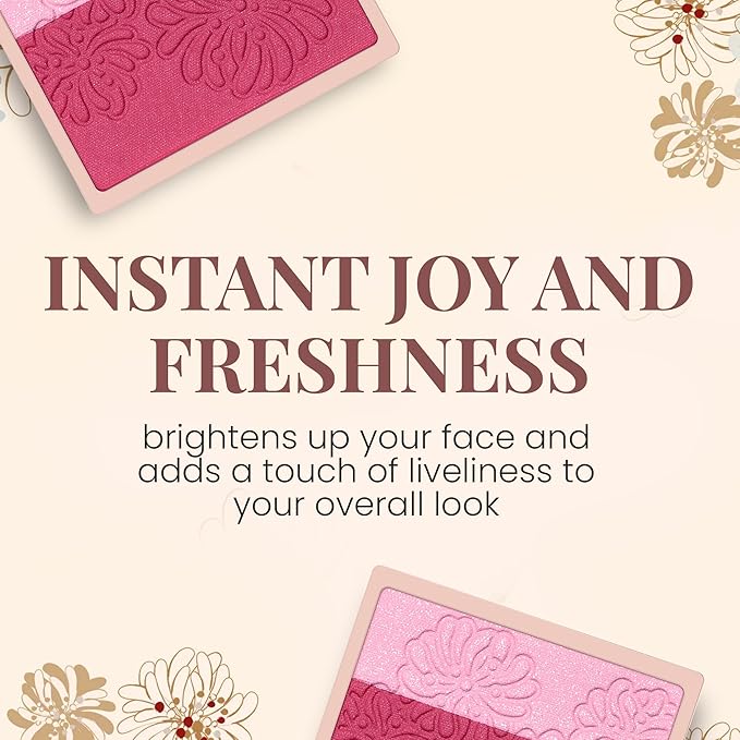 Paul & Joe Pressed Blush Palette Refill Only, Case Sold Separately, Oil-Absorbing Blush Powder, Bi-Color Face Blushes with Fitting Veil Powder, Pink and Rose, 07 Compote De Cerises, 0.17 oz