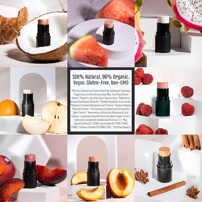 Organic Tint Tube, 100% Natural Vegan Gluten-Free Cream Highlighter Multi-Stick, Made in USA, Chardonnay