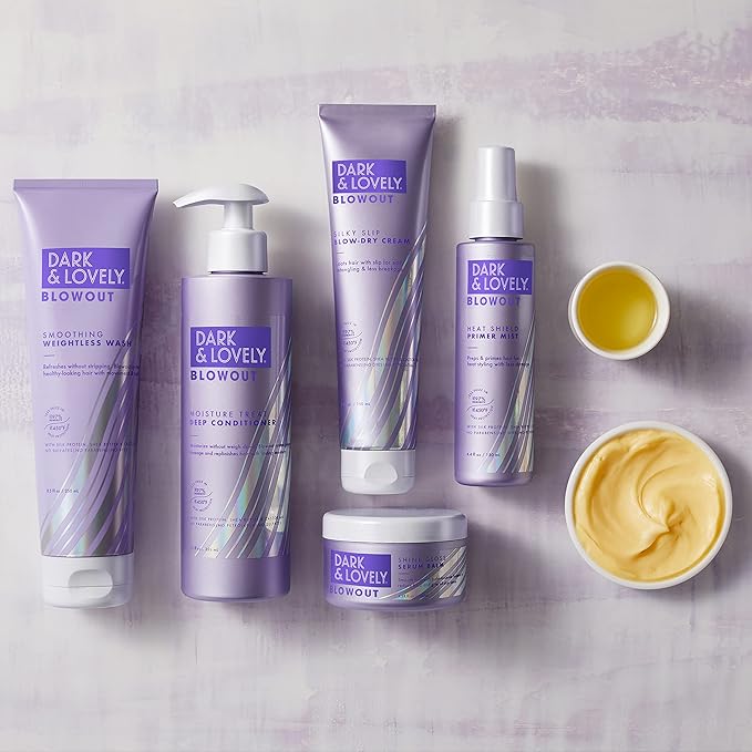 SoftSheen-Carson Interbeauty Dark&Lovely® Heat Protectant&Hair Detangler Moisturizing Blowout Silky Slip Blow Dry Cream with Silk Protein,Shea Butter&Castor Oil for All Curl Types Blow Dry Cream 5oz