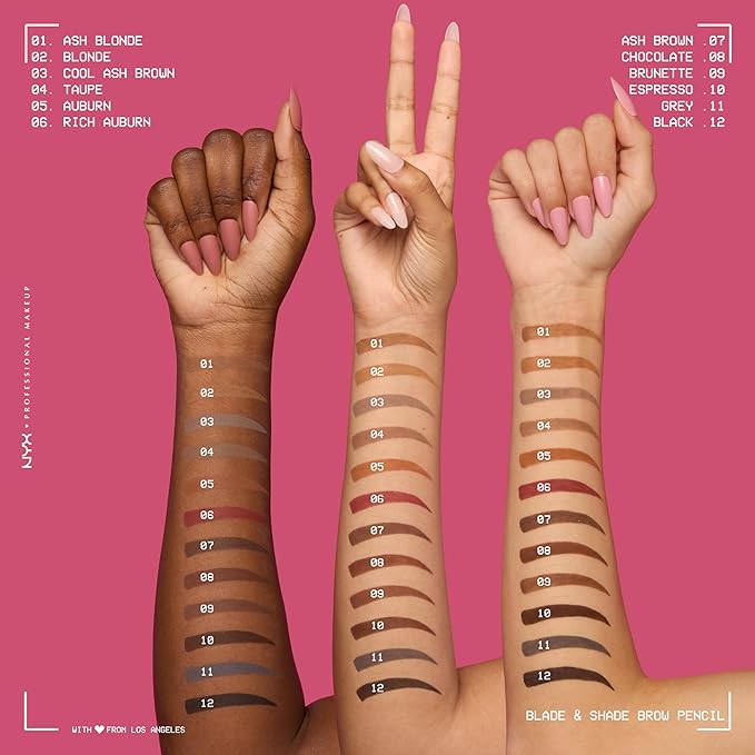 NYX PROFESSIONAL MAKEUP Blade & Shade Brow Pencil, Nano Mechanical Eyebrow Pencil, Up to 16HR Make Up Wear - Black