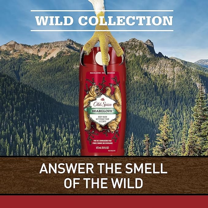 Old Spice Wild Bearglove Scent Body Wash for Men, Red 16 Oz, Packaging may vary Red