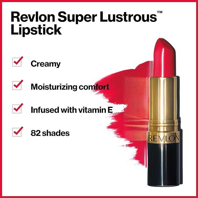 Revlon Super Lustrous Lipstick, Creamy Formula For Soft, Fuller-Looking Lips, Moisturized Feel, Fuchsia Shock (815), 0.15 oz