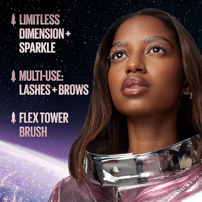 Maybelline Lash Sensational Sky High Glitter Mascara, Diamond Effect Eye Makeup for Lashes and Brows, Washable, Space Diamond, 1 Count