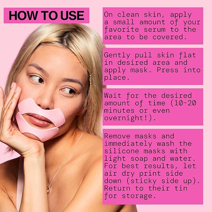 Pacifica Beauty Reusable Lip Line Mask, Skincare, Silicone Mask, For Fine Lines and Wrinkles, Lift and Firm, Pair with Serum, Storage Tin Included, Skin Care, Face Masks Skincare, Vegan, 2 Pieces