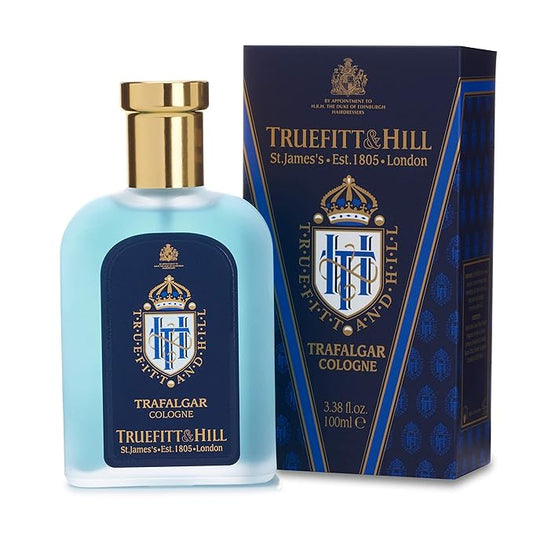 Truefitt & Hill Luxury Cologne - Trafalgar - Premium Long-Lasting Spice and Wood Men's Fragrance Presented in a Beautifully Etched Traditional Atomizer Bottle - 3.38 oz