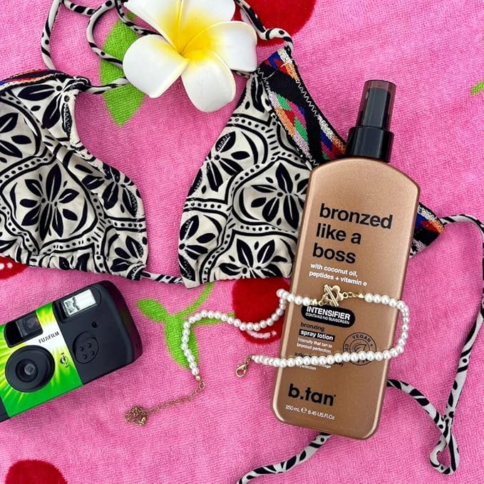 b.tan Sun Tanning Lotion Spray | Bronzed Like a Boss - Brown Outdoor Bronzing Spray Lotion Accelerator, Packed with Coconut Oil, Peptides, & Vitamin E, Austrailian Brand, 8.45 Fl Oz