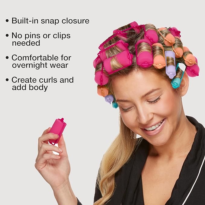 Conair Foam Hair Rollers - 48 Count, Assorted Colors - Heatless Curls, Overnight Curls, Foam Rollers with Storage Case