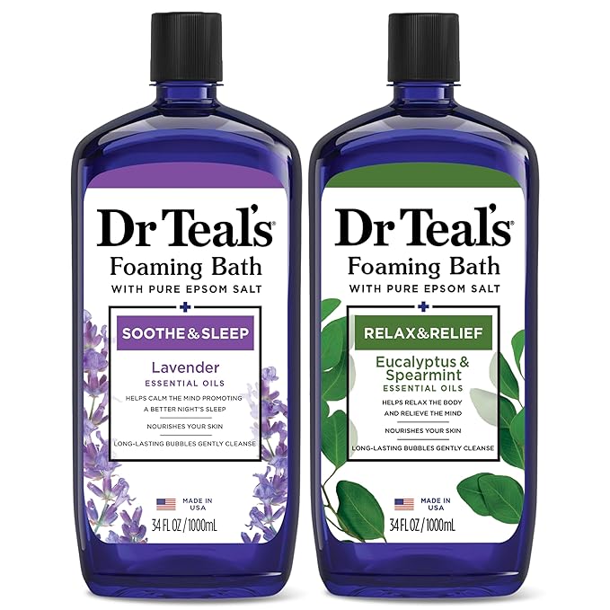 Dr Teal's Foaming Bath with Pure Epsom Salt, Lavender & Eucalyptus, 34 fl oz (Pack of 2)