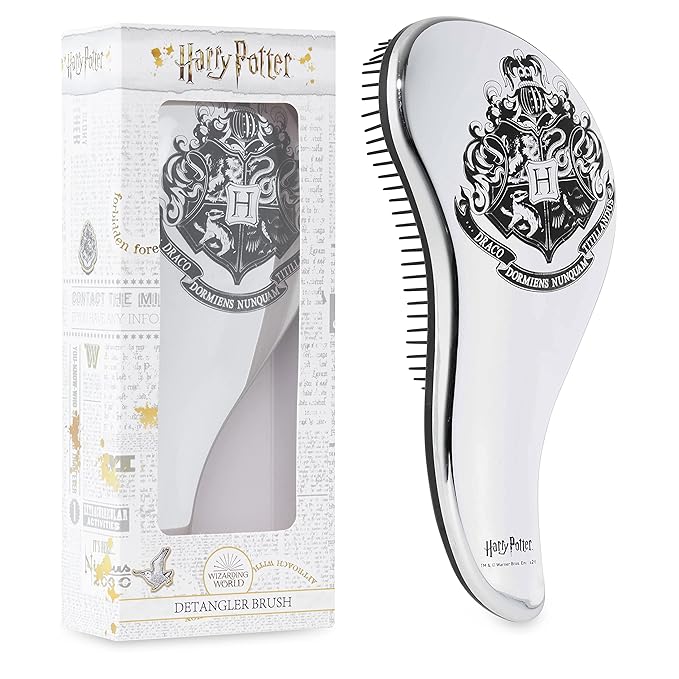 Harry Potter Gifts for Girls Hair Brush for All Hair Types Detangling Styling Women Beauty Accessories Handbag Size Official Product (Silver)