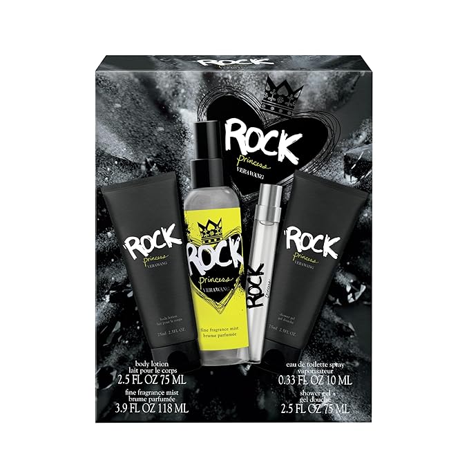 Vera Wang Rock Princess Eau de Toilette 4 Piece Gift Set, Notes of Waterlily, Tahitian Flower, and Vanilla, Women's Fragrance, Long Lasting, Everyday Fragrance