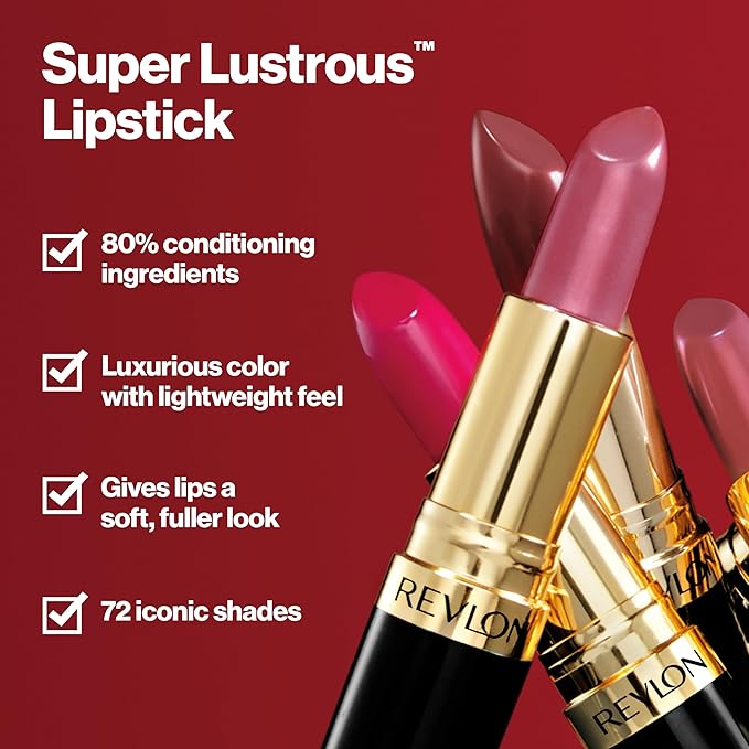 Revlon Super Lustrous Lipstick, Creamy Formula For Soft, Fuller-Looking Lips, Moisturized Feel, 777 Vampire Love, 0.15 oz