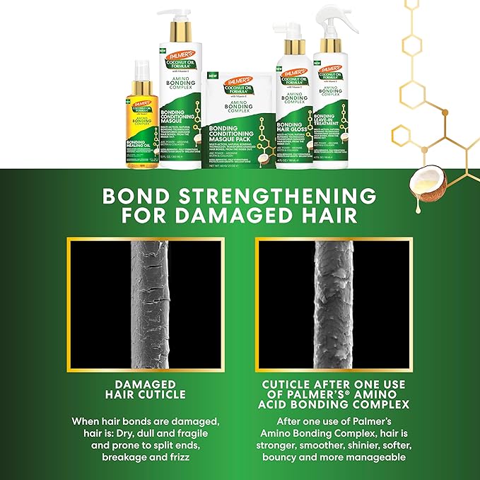Palmer's Amino Bonding Complex Hair Oil, Healing Treatment with Coconut Oil & Vitamin E, Heat Protectant, Anti Frizz, Adds Shine, Strengthens & Protects Hair Growth, All Hair Types, 4 fl oz
