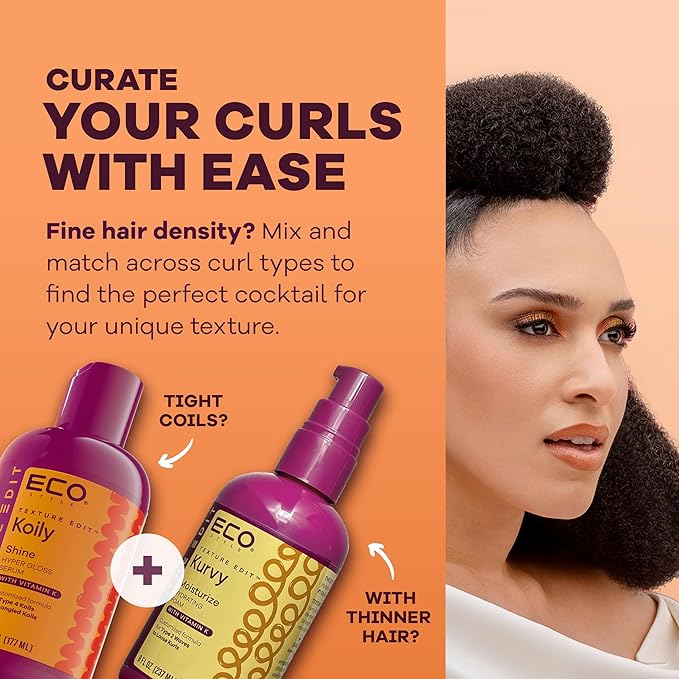Eco Style, Texture Edit, Koily Shine Hyper Gloss Serum for Type 4 curly hair - A nourishing, sulfate-free rich oil that provides a natural glow and frizz control for kinky curly hair. 6 oz
