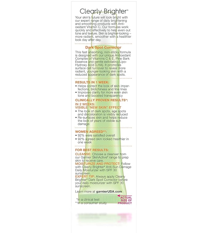 Garnier SkinActive Clearly Brighter Dark Spot Corrector with Vitamin C, 1 Fl Oz, (30mL), 1 Count (Packaging May Vary)