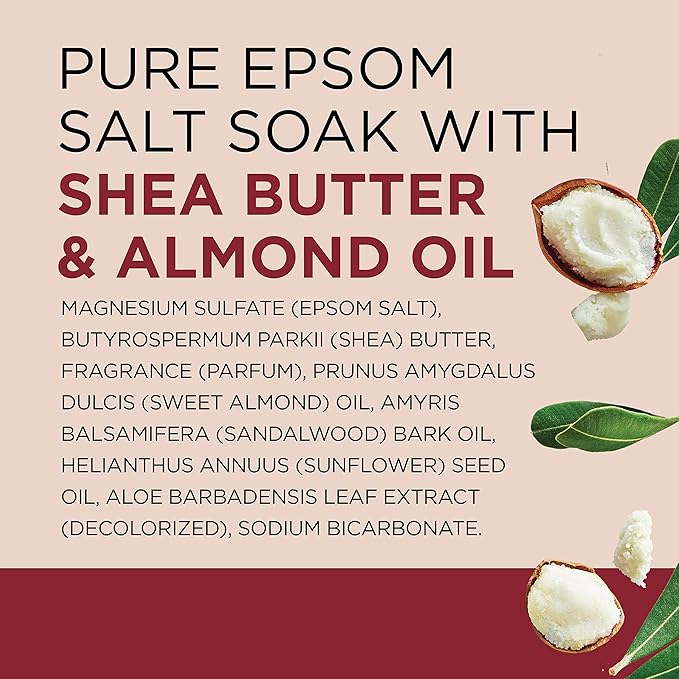 Dr Teal's Pure Epsom Salt, Shea Butter & Almond, 3 lbs (Pack of 4)