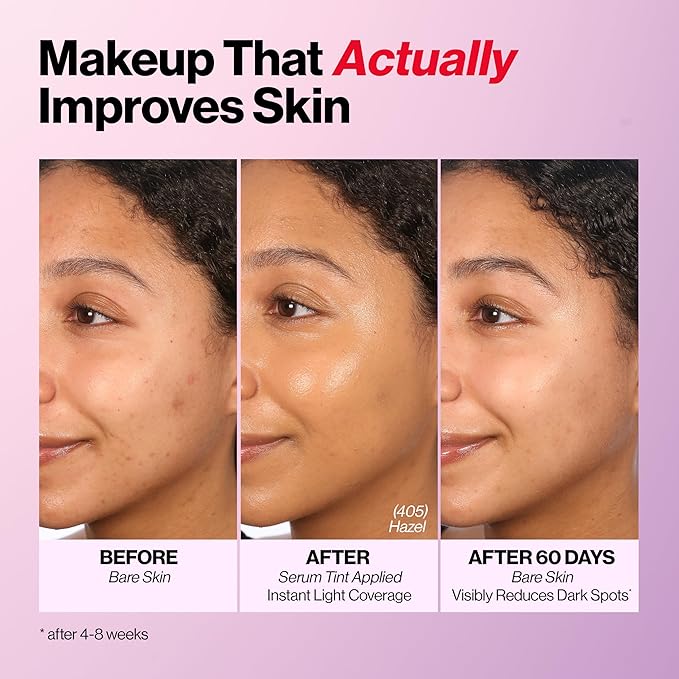 Revlon Illuminance Tinted Serum, Triple Hyaluronic Acid, Evens Out Skin Tone Over Time and Hydrates All Day, SPF 15, 417 Warm Caramel, 0.94 fl oz.