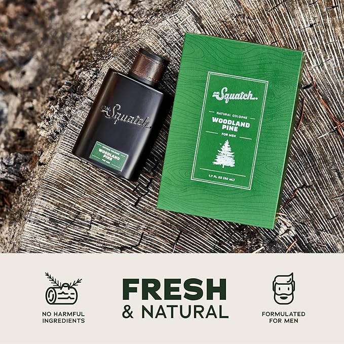 Dr. Squatch Natural Cologne for Men - Scent-Lock Technology and Sustainably-Sourced Ingredients - Woodland Pine Cologne (1.7 fl oz)