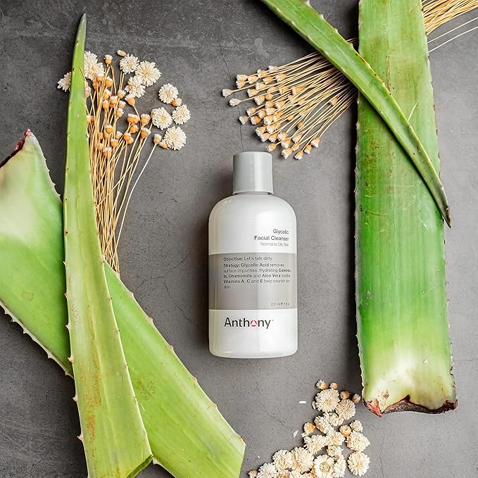 Anthony Glycolic Facial Cleanser for Men – Daily Cleansing Face Wash and Shave Prep – Hydrating, Exfoliating, and Gentle on Sensitive Skin – Non-foaming, 8 Fl. Oz