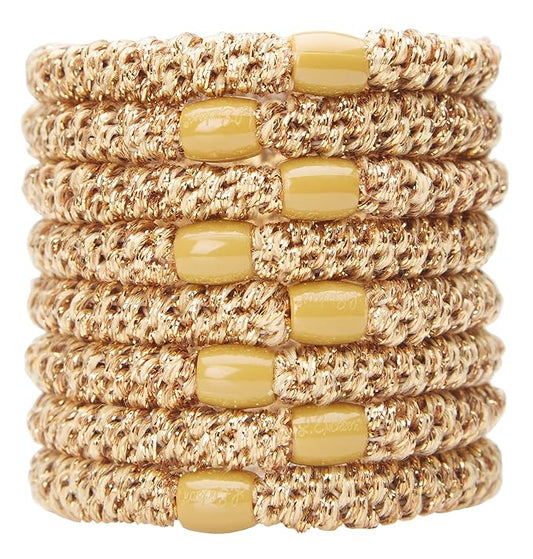 L. Erickson Grab & Go Pony - Metallic Dark Gold - 8 Pack Ponytail Holder Hair Ties