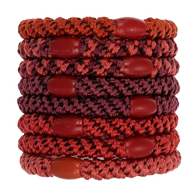 L. Erickson Grab & Go Ponytail Holders - Set of Eight, Pomegranate