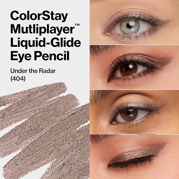 REVLON ColorStay Multiplayer Liquid-Glide Eye Pencil, Multi-Use Makeup With Blending Brush, Blends Then Sets, Creamy Texture, Waterproof, Smudge-proof, Longwearing, 404 Under the Radar, 0.03 Oz